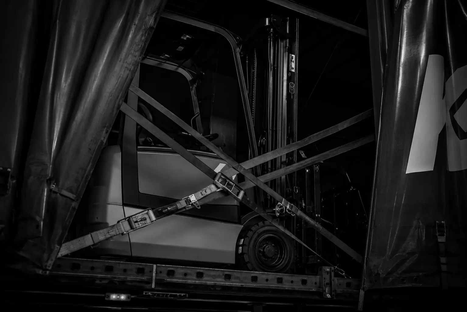 Forklift working a truck bay